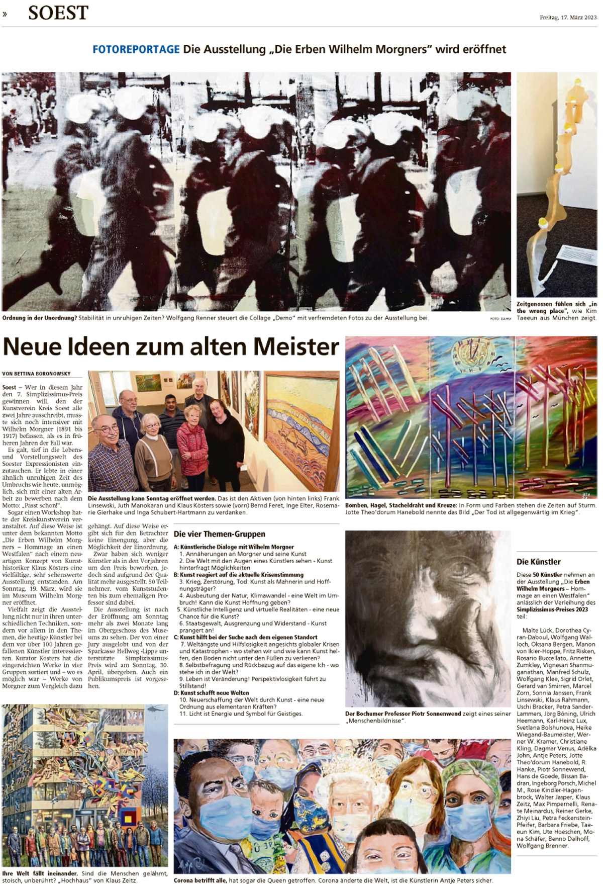 Presse vom 17.3.2023, Soest Die Erben Morgners